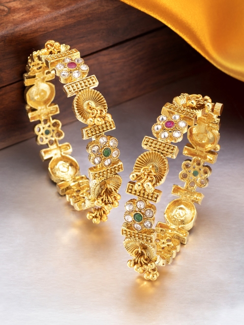 

Peora Pack of 2 Gold Plated Studded Screw Openable Bangles