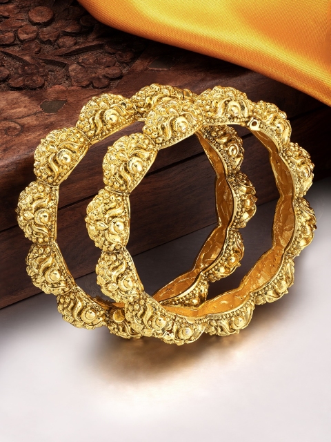 

Peora Set of 2 Gold-Plated Traditional Kada Bangles