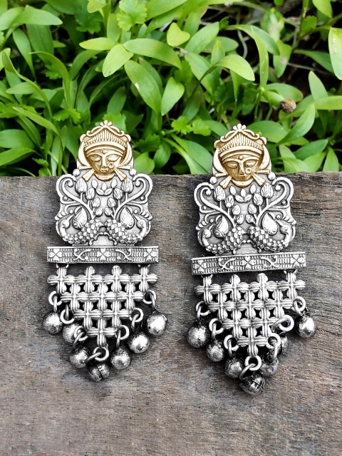 

Peora Oxidised Gold Silver-Plated Classic Temple Drop Earrings