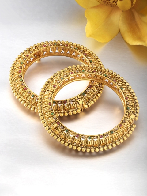

Peora Set of 2 Gold Plated Screw Openable Bangles