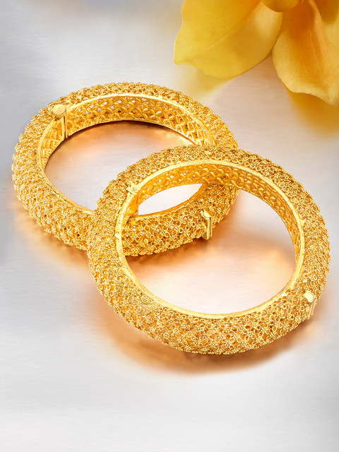 

Peora Set of 2 Gold-Plated Traditional Kada Bangles
