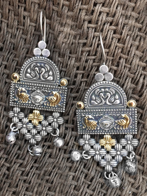 

Peora Oxidised Gold Silver-Plated Classic Drop Earrings