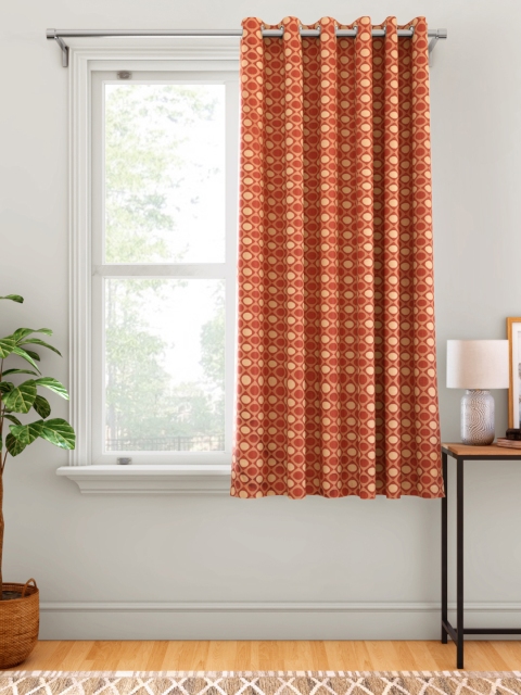 

Aura Red & Cream-Coloured Geometric Patterned Single Window Curtain