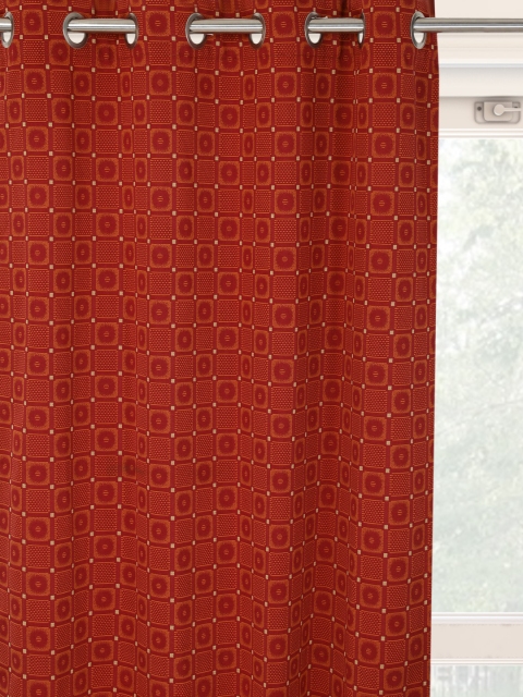 

Aura Red Geometric Single Window Curtain