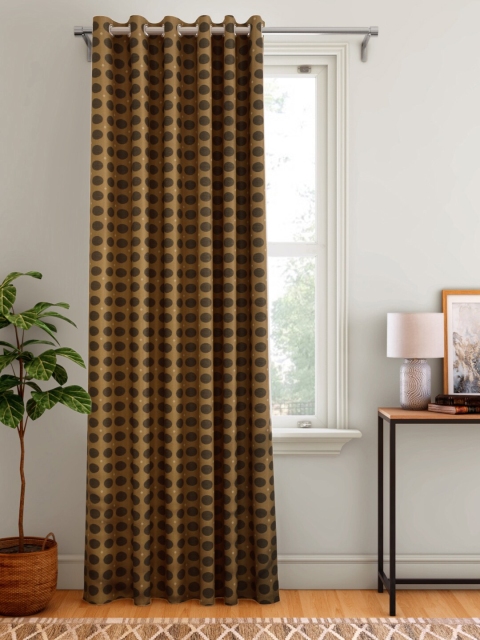 

Aura Mustard Brown Geometric Patterned Single Door Curtain