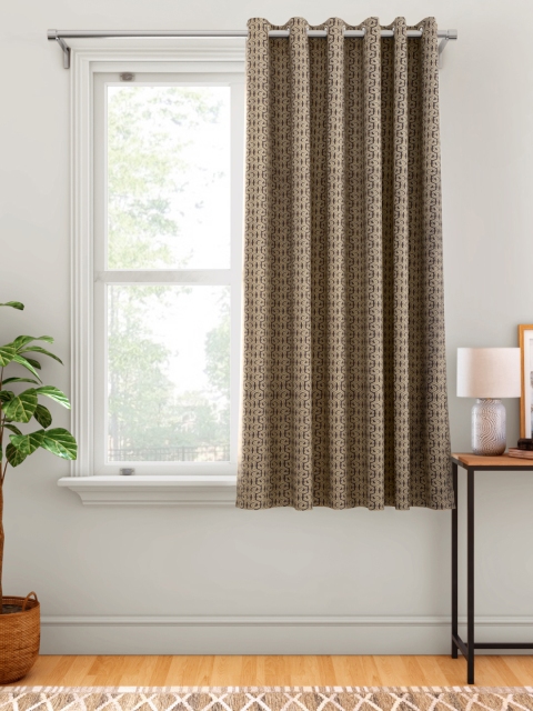

Aura Brown & Beige Geometric Single Window Curtain