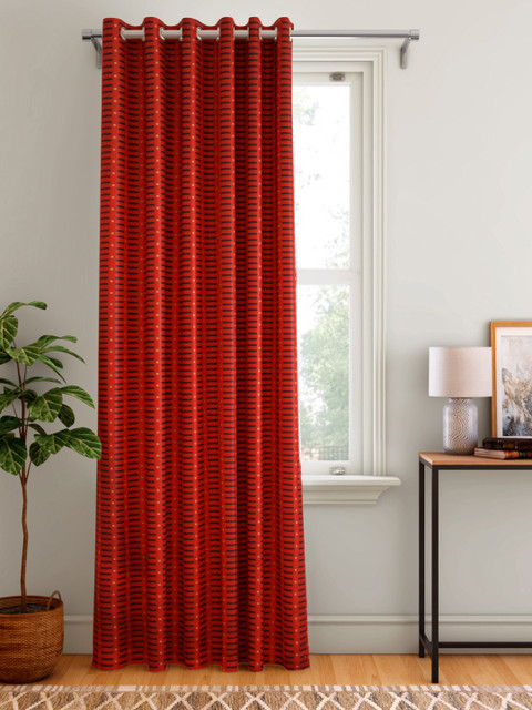 

Aura Red & Navy Blue Patterned Single Door Curtain