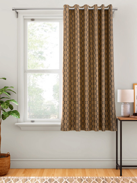 

Aura Mustard Brown Ethnic Motifs Patterned Single Window Curtain