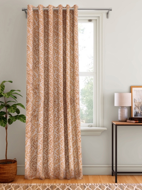 

Aura Beige & Orange Floral Single Door Curtain