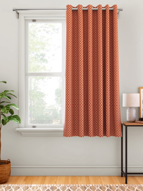 

Aura Rust Red & Beige Geometric Patterned Window Curtain