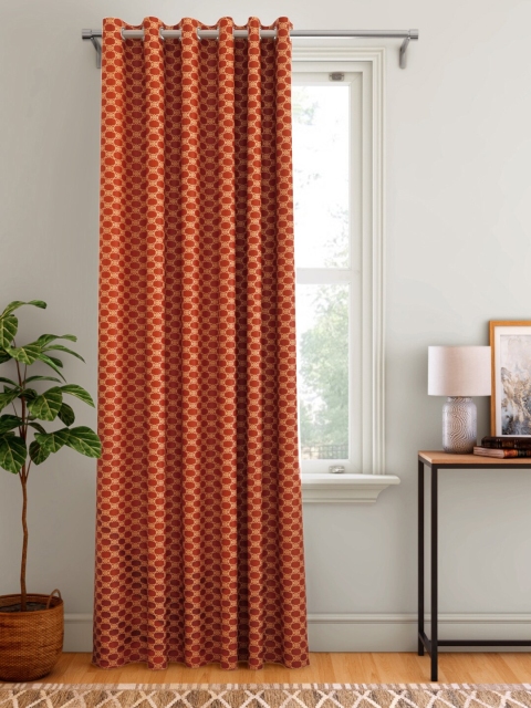 

Aura Red & Beige Geometric Single Door Curtain