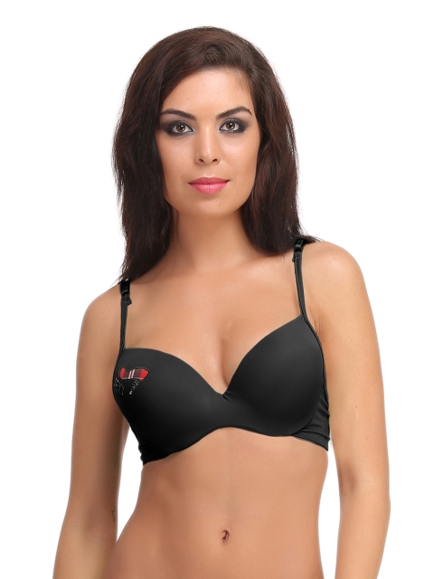 

Clovia Black Medium-Coverage T-shirt Bra BR0559P13