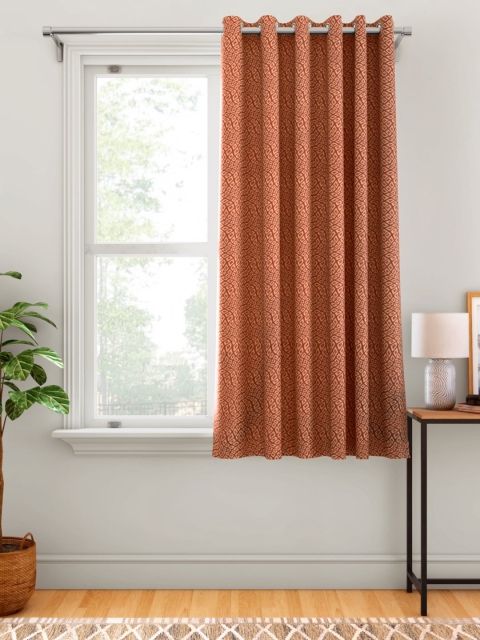

Aura Orange & Beige Geometric Patterned Single Window Curtain