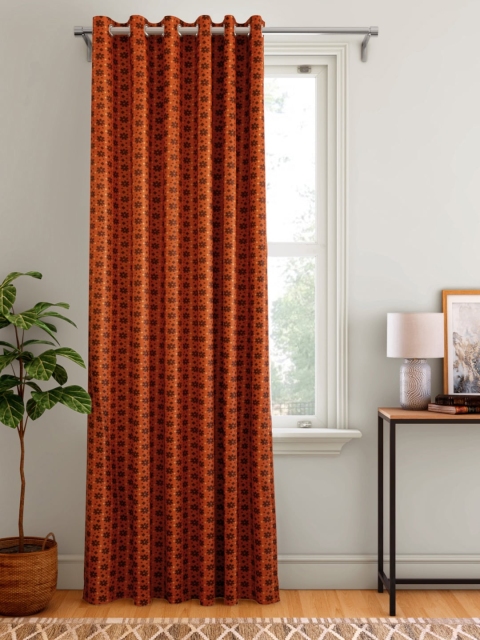 

Aura Orange & Brown Floral Print Single Door Curtain