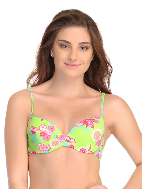 

Clovia Green Floral Printed T-shirt Bra BR0562P1136B