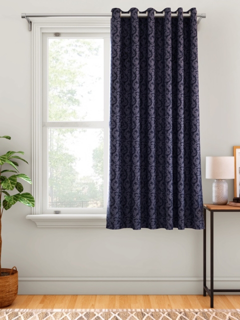 

Aura Navy Blue & Grey Ethnic Motifs Patterned Single Window Curtain