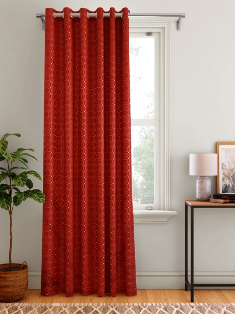 

Aura Maroon & Orange Patterned Single Door Curtain