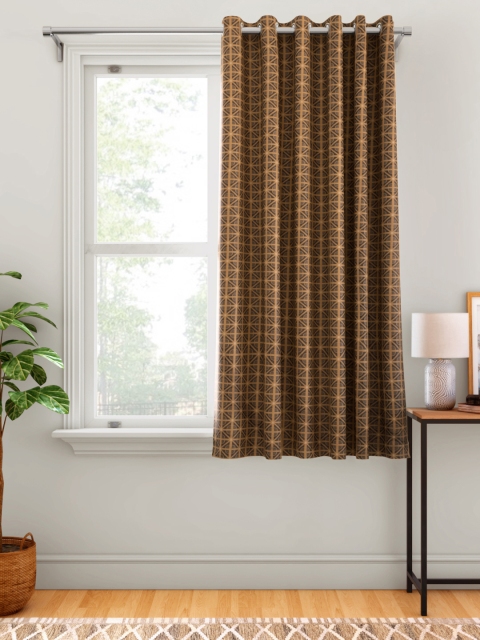 

Aura Coffee Brown & Beige Geometric Patterned Single Window Curtain