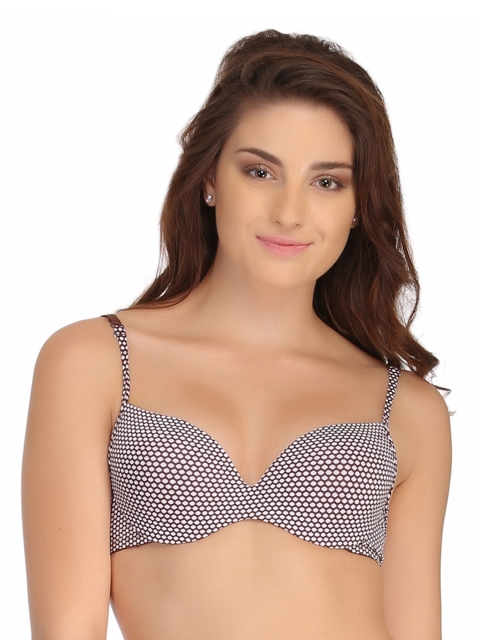 

Clovia Brown Printed Push-Up T-shirt Bra BR0563P0636B