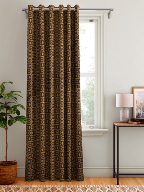 

Aura Brown & Beige Geometric Patterned Single Door Curtain