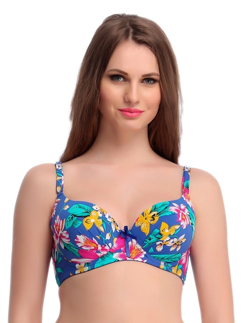 

Clovia Blue Floral Print Push-Up Bra BR0594P03