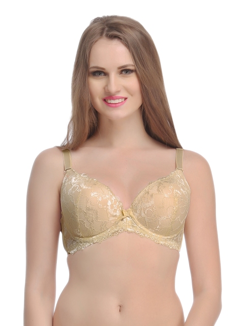

Clovia Beige Lace Full-Coverage Bra BR0597P2440C