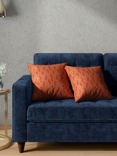 

Aura Set of 2 Rust Orange & BeigeGeometric Square Cushion Covers