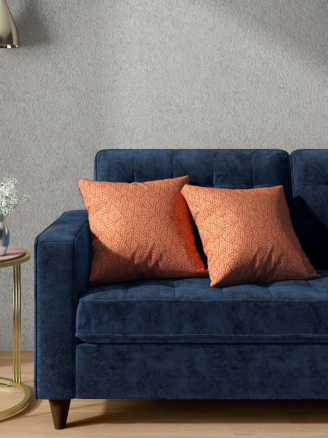 

Aura Orange & Beige Set of 2 Abstract Woven Design Square Cushion Covers