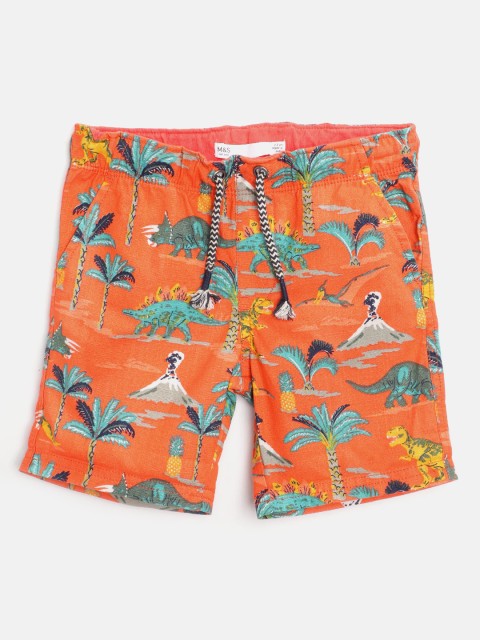 

Marks & Spencer Boys Orange & Teal Dinosaurs Print Pure Cotton Sustainable Shorts