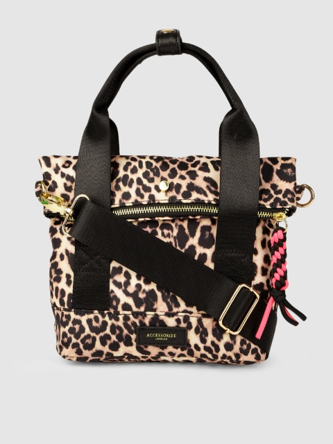 

Accessorize Women Black Leopard Printed Handheld Bag