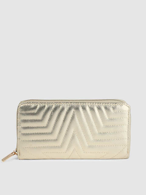 

Accessorize Women Gold-Toned Quilted Zip Around Wallet