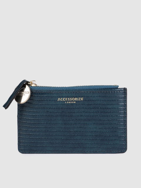 

Accessorize Women Teal Blue Textured Card Holder