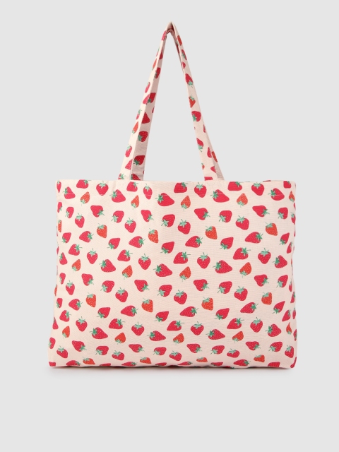 

Accessorize Beige & Red Printed STRAWBERRY Tote Bag