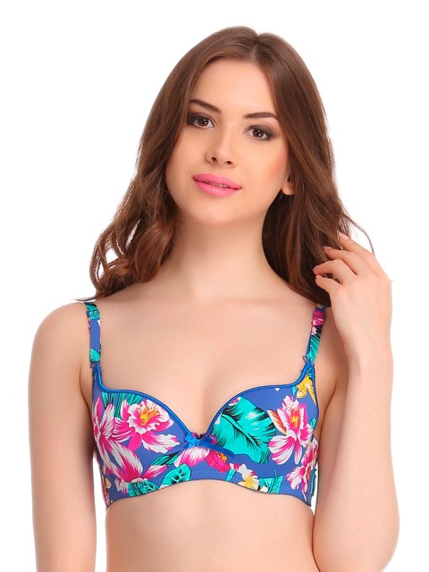 

Clovia Blue Floral Print Push-Up Bra BR0593P03