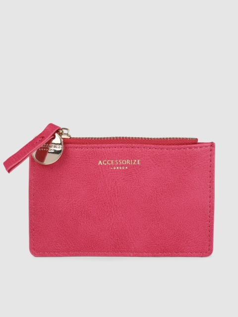 

Accessorize Women Fuchsia Pink Solid Card Holder