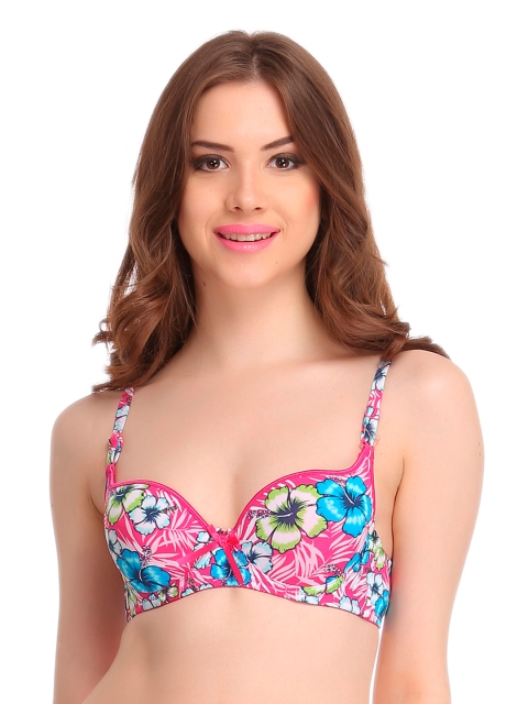 

Clovia Pink Floral Print Push-Up Bra BR0593P14