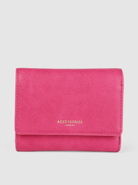 

Accessorize Women Pink Solid Three Fold Wallet