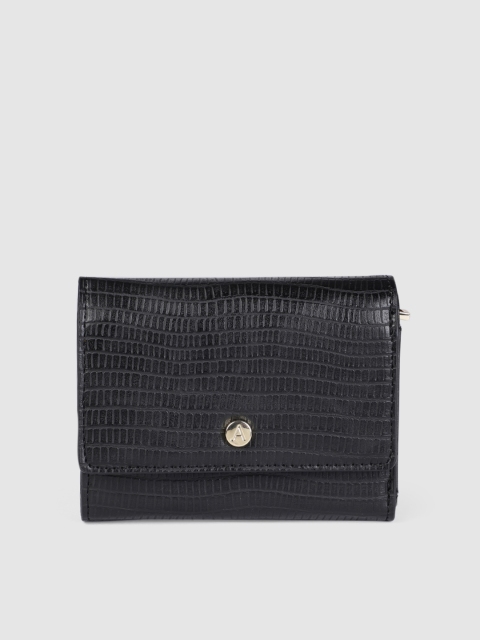 

Accessorize Women Black Textured Three Fold Wallet
