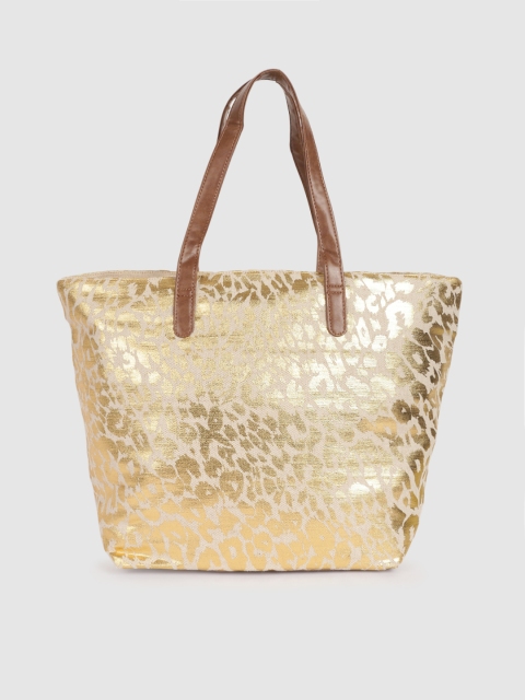 

Accessorize Gold-Toned & Beige Animal Printed LAKSHMI Tote Bag