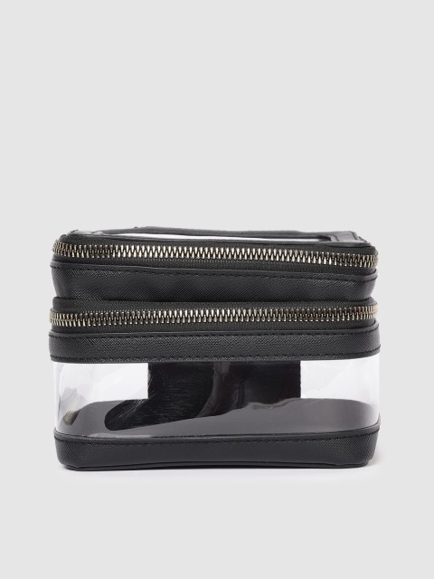 

Accessorize Women Black & Transparent Colourblocked Mini Double Clear Pouch