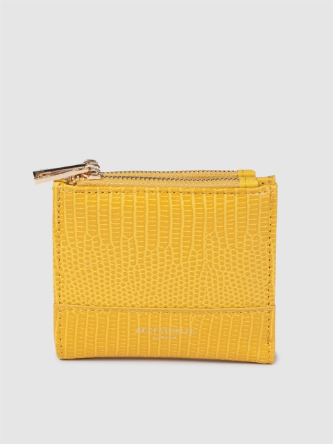 

Accessorize Women Yellow Textured Two Fold Wallet