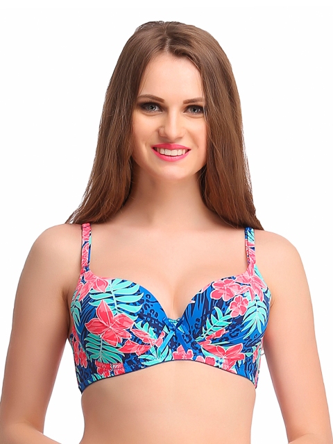 

Clovia Blue Floral Print Push-Up Bra BR0594P08