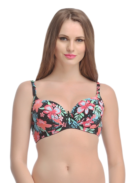 

Clovia Black Floral Print Push-Up Bra BR0594P1340B