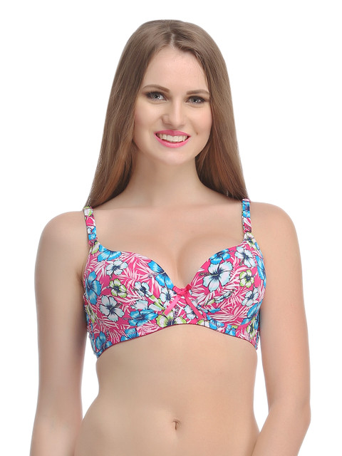 

Clovia Pink Floral Print Push-Up Bra BR0594P2240B