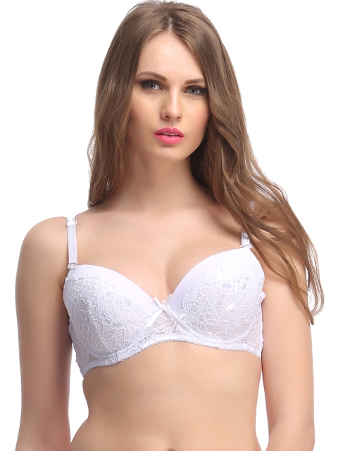 

Clovia White Full Coverage Lace Bra BR0599P11