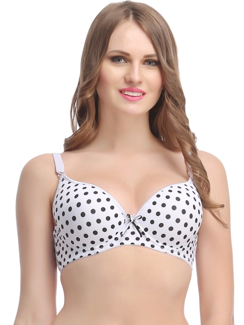 

Clovia White Polka Dot Print Push-Up Bra BR0600P18