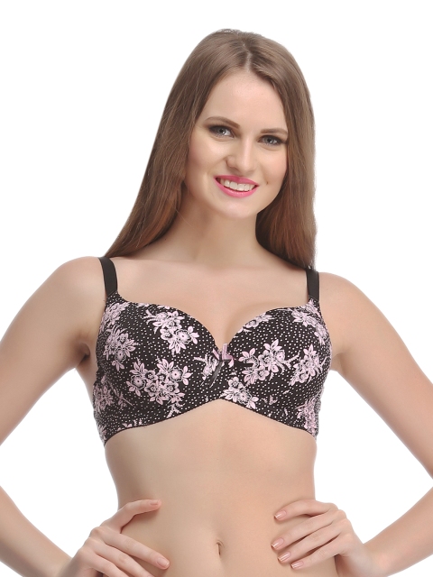 

Clovia Black Floral Print Bra BR0601P13