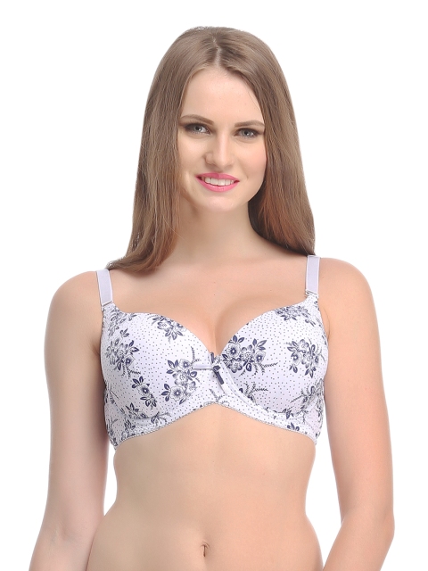 

Clovia White Floral Print Bra BR0601P18