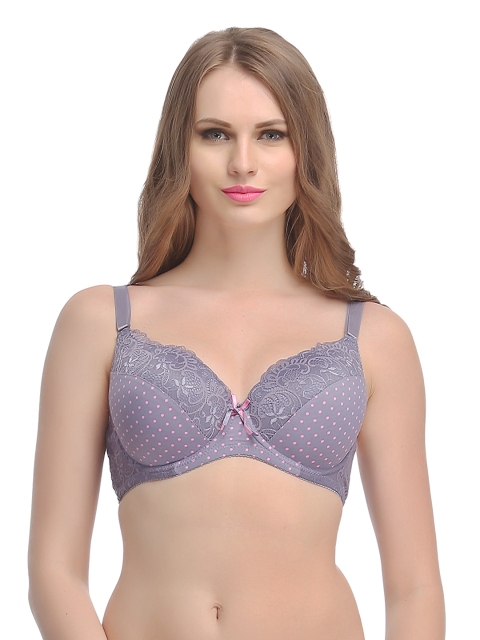 

Clovia Mauve Polka Dot Print Full Coverage Bra BR0607P01