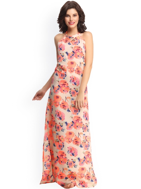 

Clovia Peach-Coloured Floral Printed Maxi Nightdress NS0607P16